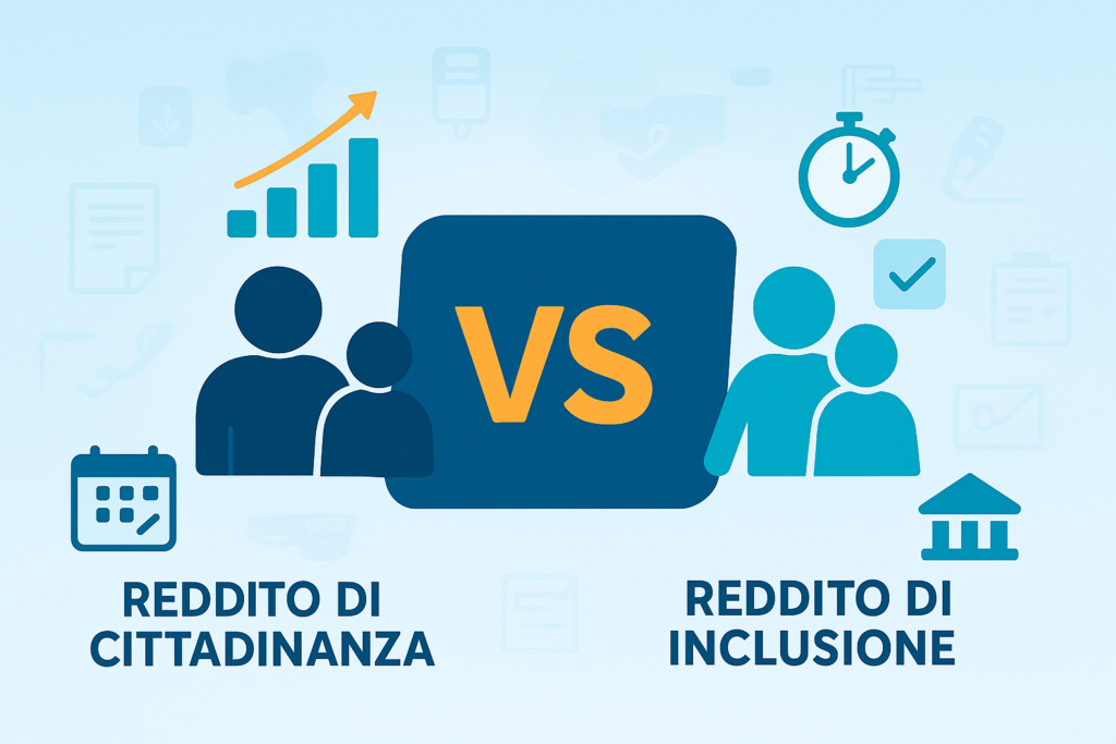 Illustrazione CAF Public sul confronto 2025 tra Reddito di Inclusione e Reddito di Cittadinanza di CAF Public